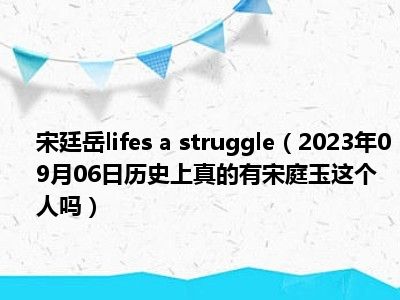 宋廷岳lifes a struggle（2023年09月06日历史上真的有宋庭玉这个人吗）