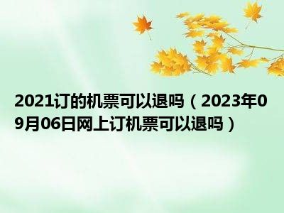 2021订的机票可以退吗（2023年09月06日网上订机票可以退吗）