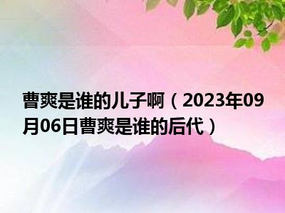 曹爽是谁的儿子啊（2023年09月06日曹爽是谁的后代）