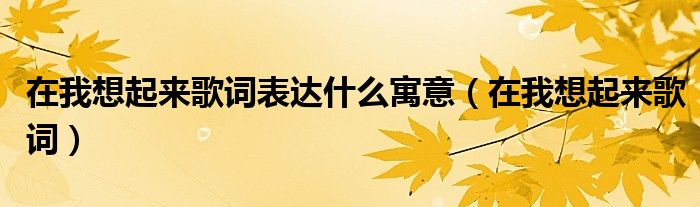  在我想起来歌词表达什么寓意（在我想起来歌词）