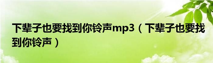  下辈子也要找到你铃声mp3（下辈子也要找到你铃声）