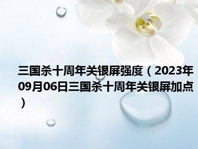 三国杀十周年关银屏强度（2023年09月06日三国杀十周年关银屏加点）