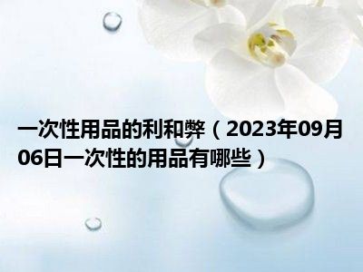 一次性用品的利和弊（2023年09月06日一次性的用品有哪些）