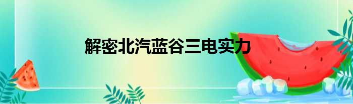 解密北汽蓝谷三电实力