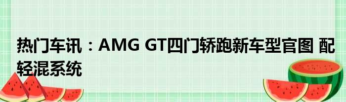 热门车讯：AMG GT四门轿跑新车型官图 配轻混系统