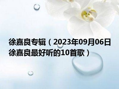 徐嘉良专辑（2023年09月06日徐嘉良最好听的10首歌）