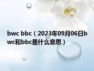 bwc bbc（2023年09月06日bwc和bbc是什么意思）