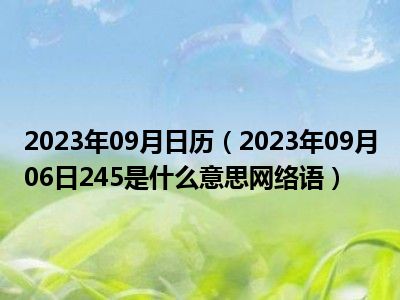 2023年09月日历（2023年09月06日245是什么意思网络语）