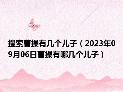 搜索曹操有几个儿子（2023年09月06日曹操有哪几个儿子）