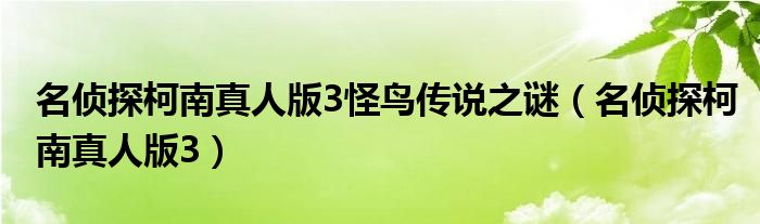  名侦探柯南真人版3怪鸟传说之谜（名侦探柯南真人版3）