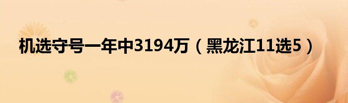  机选守号一年中3194万（黑龙江11选5）