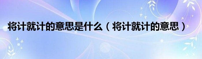  将计就计的意思是什么（将计就计的意思）