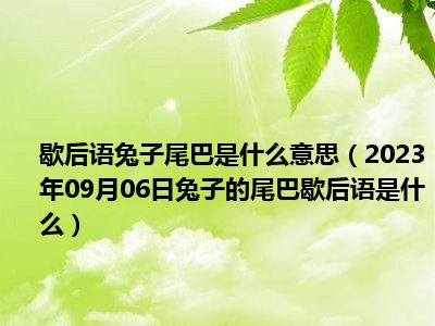 歇后语兔子尾巴是什么意思（2023年09月06日兔子的尾巴歇后语是什么）