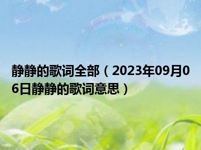 静静的歌词全部（2023年09月06日静静的歌词意思）