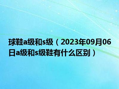 球鞋a级和s级（2023年09月06日a级和s级鞋有什么区别）