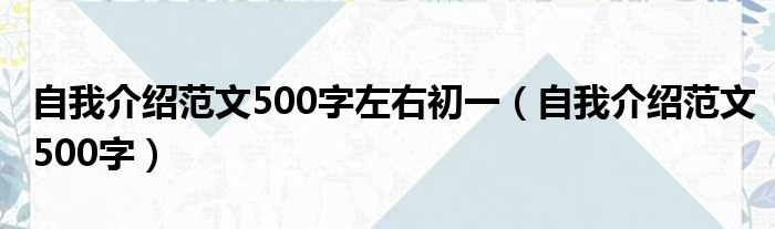 自我介绍范文500字左右初一（自我介绍范文500字）