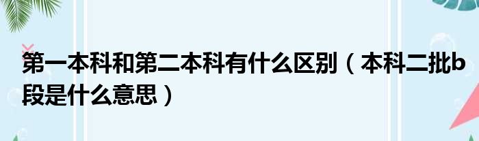 第一本科和第二本科有什么区别（本科二批b段是什么意思）