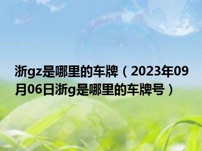 浙gz是哪里的车牌（2023年09月06日浙g是哪里的车牌号）