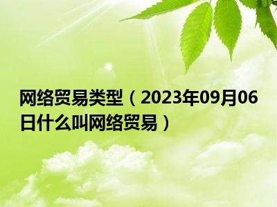 网络贸易类型（2023年09月06日什么叫网络贸易）