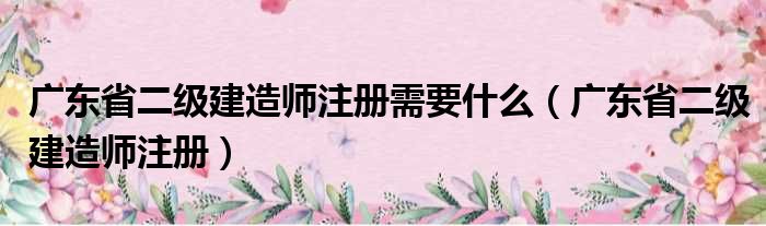 广东省二级建造师注册需要什么（广东省二级建造师注册）