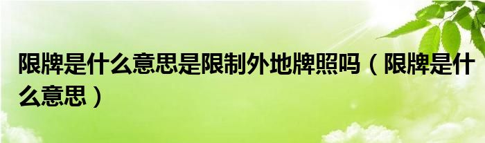  限牌是什么意思是限制外地牌照吗（限牌是什么意思）