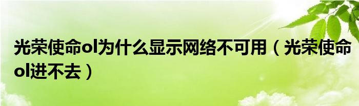  光荣使命ol为什么显示网络不可用（光荣使命ol进不去）