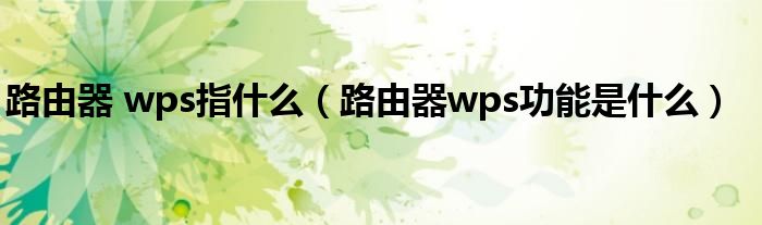  路由器 wps指什么（路由器wps功能是什么）