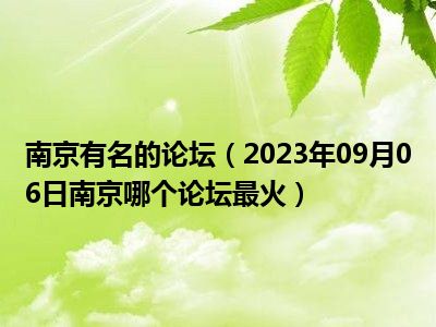 南京有名的论坛（2023年09月06日南京哪个论坛最火）