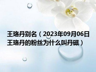 王珞丹别名（2023年09月06日王珞丹的粉丝为什么叫丹磁）