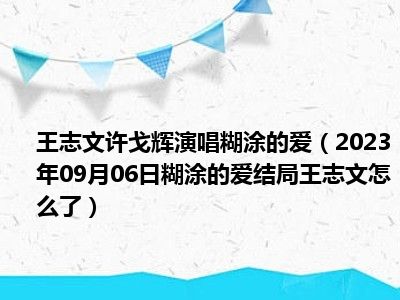 王志文许戈辉演唱糊涂的爱（2023年09月06日糊涂的爱结局王志文怎么了）