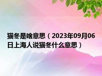 猫冬是啥意思（2023年09月06日上海人说猫冬什么意思）