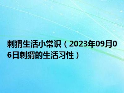 刺猬生活小常识（2023年09月06日刺猬的生活习性）