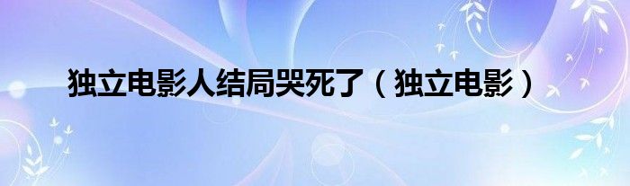  独立电影人结局哭死了（独立电影）