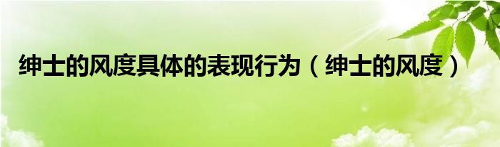  绅士的风度具体的表现行为（绅士的风度）