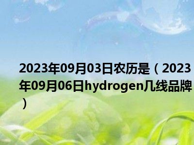2023年09月03日农历是（2023年09月06日hydrogen几线品牌）