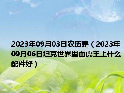 2023年09月03日农历是（2023年09月06日坦克世界里面虎王上什么配件好）