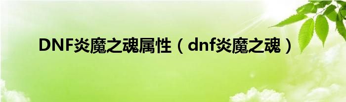  DNF炎魔之魂属性（dnf炎魔之魂）