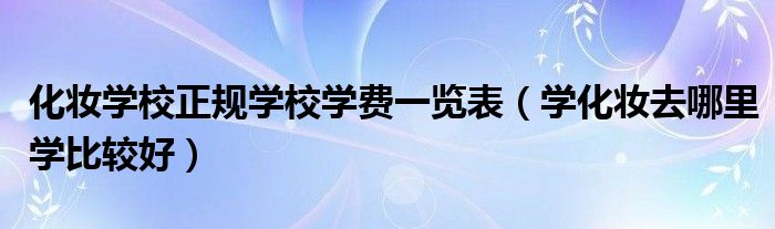  化妆学校正规学校学费一览表（学化妆去哪里学比较好）