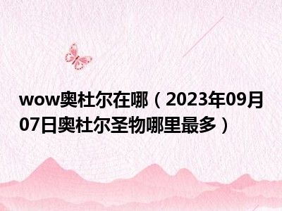 wow奥杜尔在哪（2023年09月07日奥杜尔圣物哪里最多）