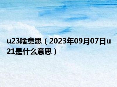 u23啥意思（2023年09月07日u21是什么意思）