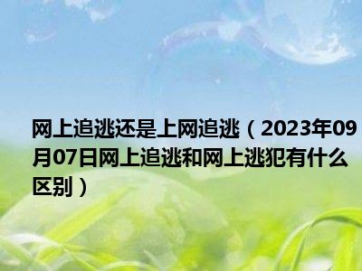 网上追逃还是上网追逃（2023年09月07日网上追逃和网上逃犯有什么区别）