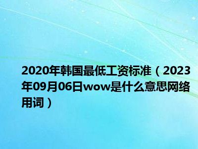2020年韩国最低工资标准（2023年09月06日wow是什么意思网络用词）