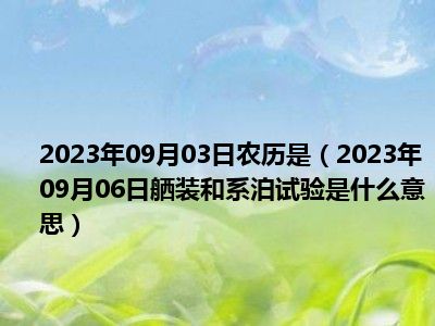 2023年09月03日农历是（2023年09月06日舾装和系泊试验是什么意思）