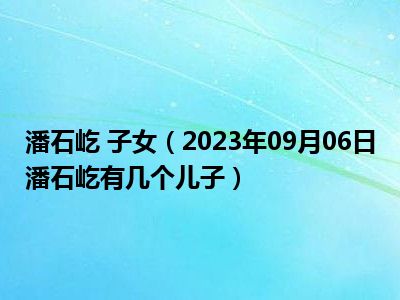 潘石屹 子女（2023年09月06日潘石屹有几个儿子）