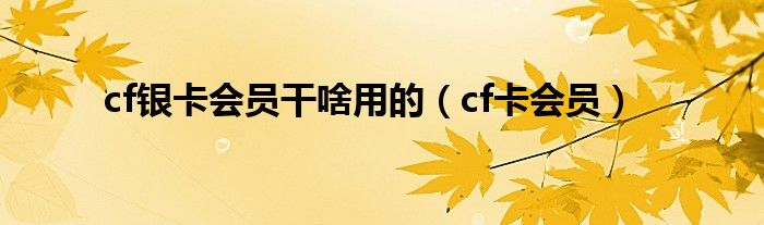  cf银卡会员干啥用的（cf卡会员）