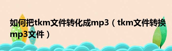 如何把tkm文件转化成mp3（tkm文件转换mp3文件）