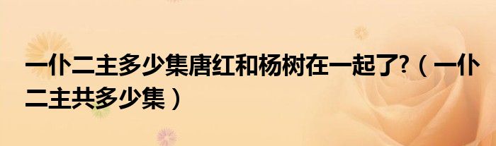  一仆二主多少集唐红和杨树在一起了 （一仆二主共多少集）