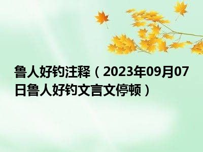 鲁人好钓注释（2023年09月07日鲁人好钓文言文停顿）