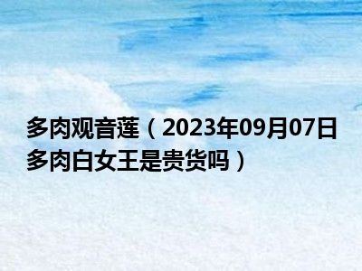 多肉观音莲（2023年09月07日多肉白女王是贵货吗）