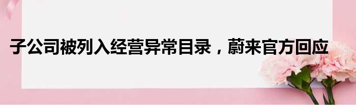 子公司被列入经营异常目录 蔚来官方回应